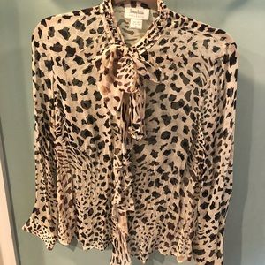 Sheer silk leopard long-sleeve blouse Neiman’s